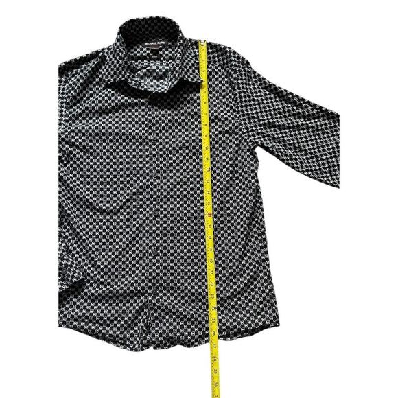 Michael Kors Mens/Teen AOP Logo Print Button Down Shirt Slim Fit Medium Classic - Picture 3 of 5